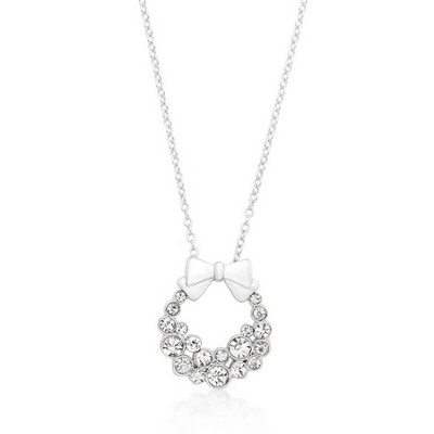 ShineHigh Holiday Wreath Crystal Pendant Necklace – Available in Champagne, Clear, and Multi-Colored Crystals with Rhodium or Goldtone Finish