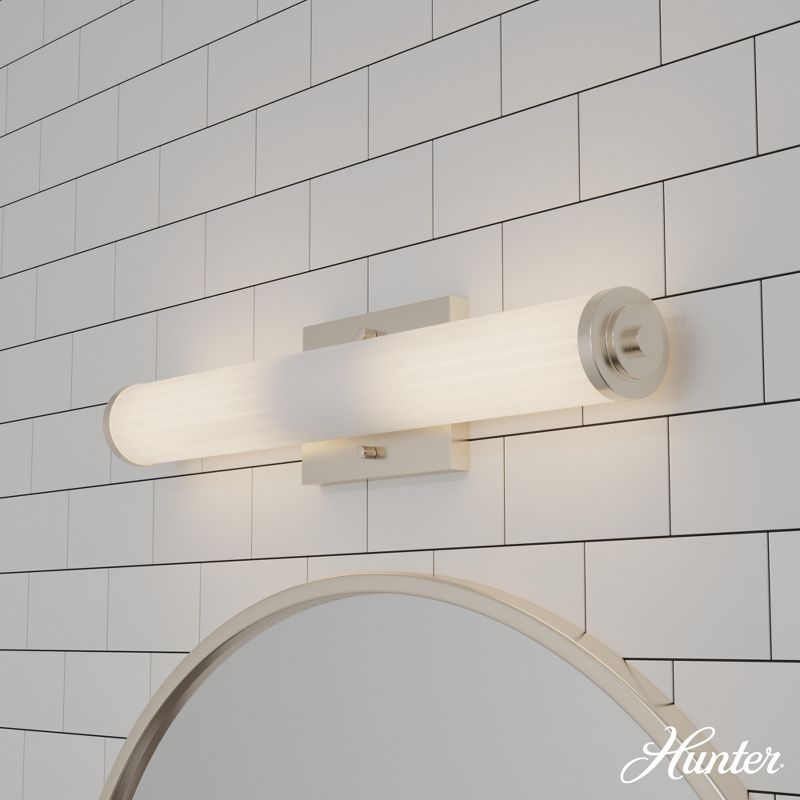 24" 2-Light Holly Grove Cased White Glass Bathroom Vanity Wall Light - Hunter Fan, 2 of 7
