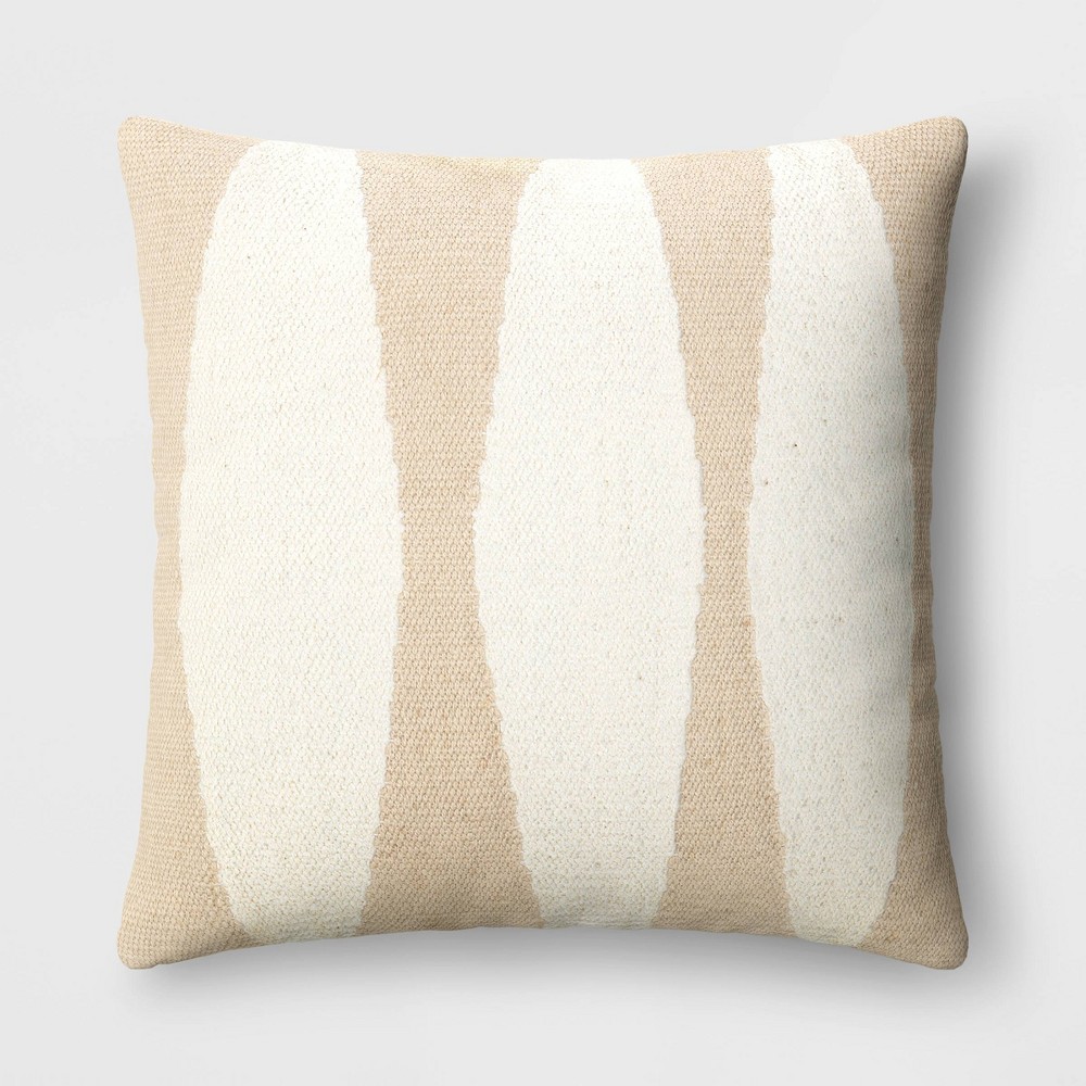 Photos - Pillow Cotton Woven Modern Square Throw  Beige/Ivory - Threshold™: Geometri