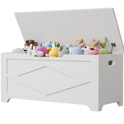 39.4in / 23.6in Storage Chest, Wooden Storage Bench With 2 Safety Hinges, Easy Assembly, Large Toy Chest for Entryway, Living Room, Bedroom