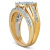 Pompeii3 1 Ct Halo Diamond Engagement Wedding Ring Set Multi Row Wedding Band Yellow Gold - 3 of 4