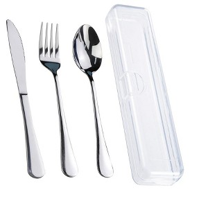 Aoibox Travel Utensils Set with Case, Stainless Steel Reusable Portable Silverware for Camping, Hiking, Picnic, Office & On-the-Go Dining - 1 of 4