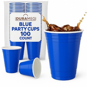 Durameg Blue Disposable Large Plastic Cups for Party & Fun Pong Games - 16 oz 100 Pack - 1 of 4