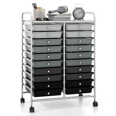 Tangkula Office Rolling Cart 20 Storage Drawers Scrapbook Paper Studio Organizer Gray