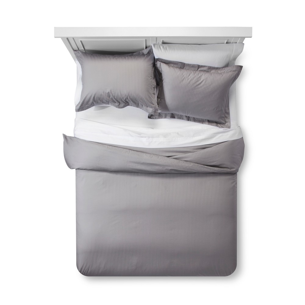 Gray Damask Stripe Duvet Cover Set Fullqueen Fieldcrest