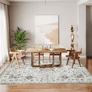 Machine Washable Vintage Runner Rug: Non-Slip Low-Pile Kitchen Rug, Ultra-Thin Distressed Indoor Floor Cover for Bedroom, Laundry Room - 1 of 4