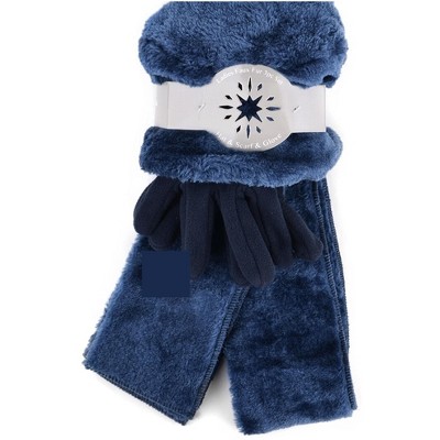 Women's Plush Faux Fur and Fleece Gloves Scarf Hat 3 Piece Winter Set