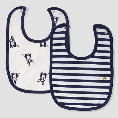 Layette by Monica + Andy Baby Boys' 2pk Striped and Top Dog Bib Set - Navy