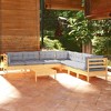 vidaXL Patio Lounge Set with Cushions Garden Outdoor 8 Piece Solid Pinewood - Brown and Gray - 2 of 4
