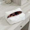 Anna-Kaci Embroidered Floral Quilted Cosmetic Bag with Zipper Closure 6x4x2in - White - 4 of 4