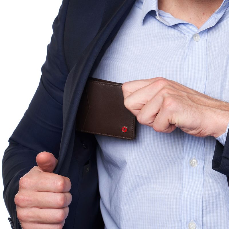 Alpine Swiss Men’s Delaney Slimfold RFID Safe Slim Bifold Wallet Smooth Leather Comes in Gift Box, 4 of 7