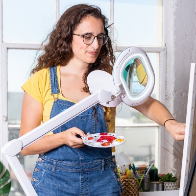 Brightech LightView Pro Flex 2-in-1 Magnifying Desk Lamp - 2.25x Glass Lens With LED Light For Crafts & Reading