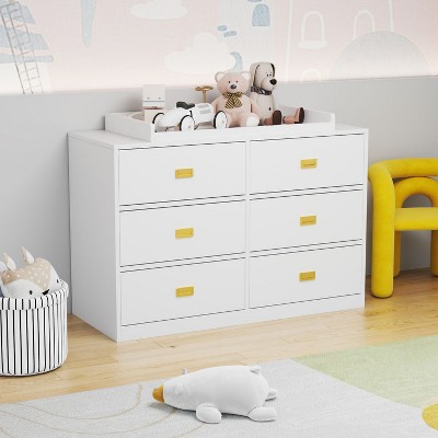 Famapy White 6-drawer Dresser Modern Baby Changer Dresser : Target