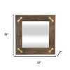 HomeRoots 22" Brown Wood With Gold Bows Square Accent Mirror - 3 of 4