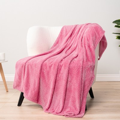 Hot Pink Chevron Fleece Throw Blanket, 50x60 Inches