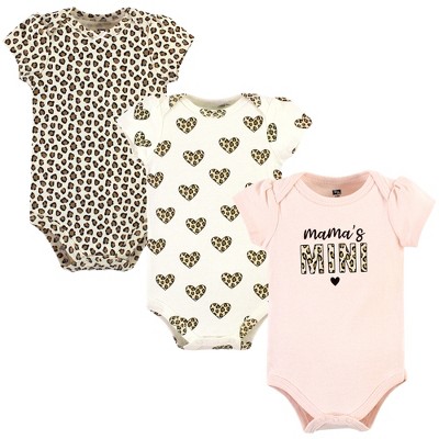 Hudson Baby Infant Girl Cotton Bodysuits, Leopard Hearts, Newborn