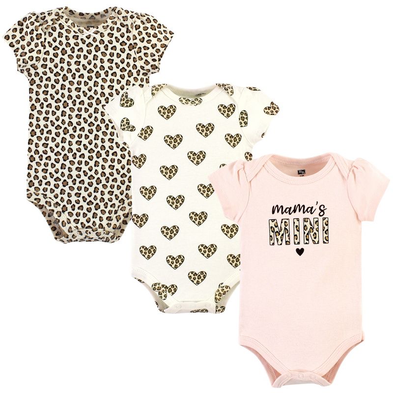 Hudson Baby Infant Girl Cotton Bodysuits, Leopard Hearts, 1 of 6