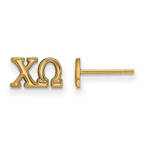 Black Bow Jewelry 14k Yellow Gold Plated Sterling Silver Chi Omega Greek Life Stud Earrings - 1 of 3