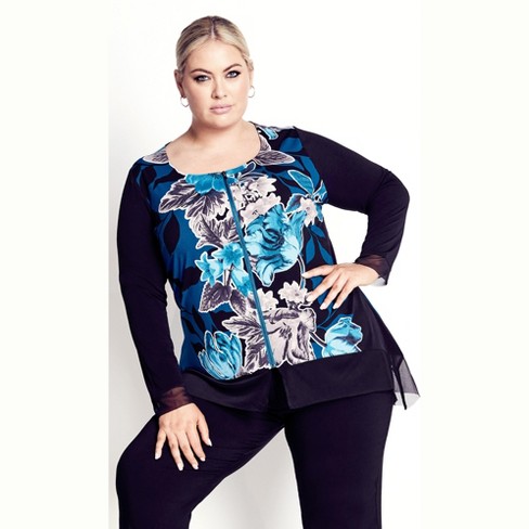 Women's Plus Size Chelsea Zip Front Top - Emerald | Avenue : Target