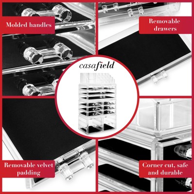 Casafield 4-Piece Acrylic Makeup Organizer & Jewelry Storage Set