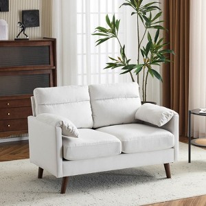 Karl Home |48.8 inchWide Suede Curved Arm Double Sofa Small Loveseat With Cushions - 1 of 4