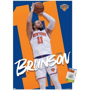 Trends International NBA New York Knicks - Jalen Brunson 24 Unframed Wall Poster Print Clear Push Pins Bundle 22.375" x 34" - 1 of 4