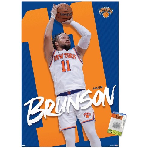 Trends International NBA New York Knicks - Jalen Brunson 24 Unframed Wall Poster Print Clear Push Pins Bundle 22.375" x 34" - image 1 of 4