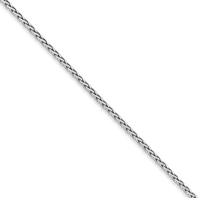 Black Bow Jewelry 1.5mm, 14k White Gold, Solid D/C Round Wheat Chain Necklace