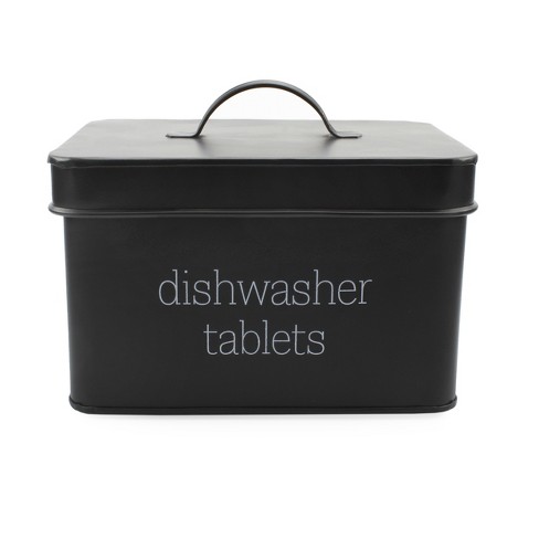 Auldhome Design- Enamelware Dishwasher Pod Container with Lid, Farmhouse  Style Black