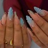 LOVELAY CREATIONS Medium Almond Ombre Blue Press-On Nails with Pearl Seashell - 3 of 4