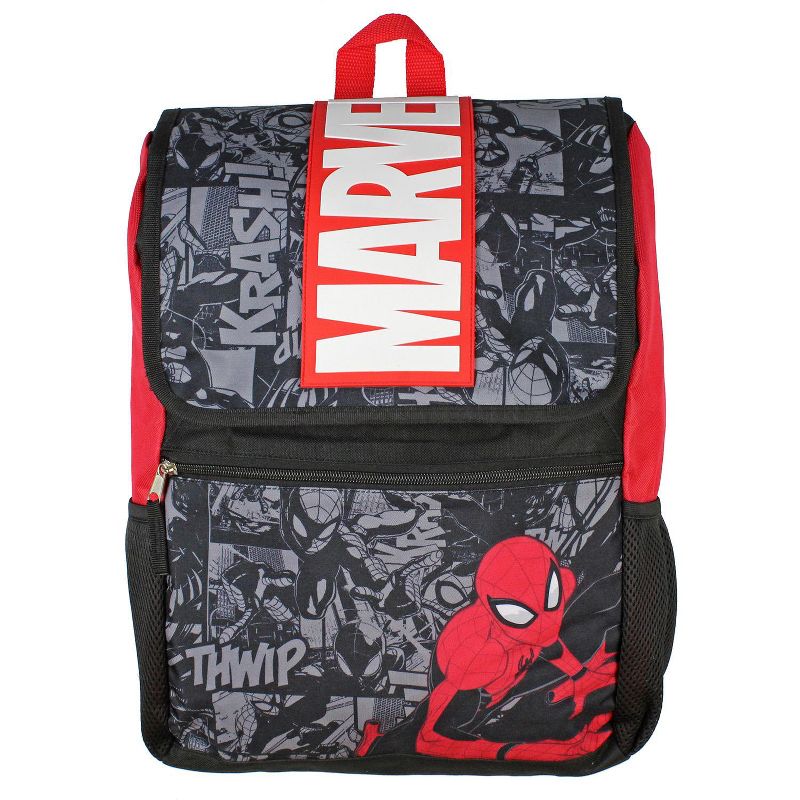 Marvel Spiderman Backpack Front Flap Compartment Travel School Laptop Backpack Black, 2 of 8