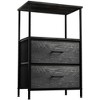 Sorbus 2 Drawers Nightstand with Shelf - Steel Frame, Wood Top & Easy Pull Fabric Bins - Perfect for Home, Bedroom, Office & More - Rustic Black - image 2 of 4