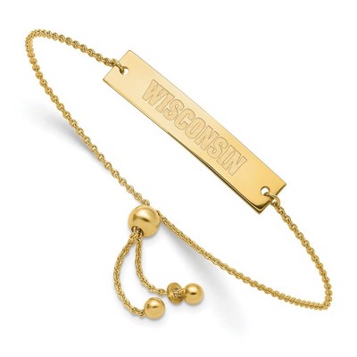 Black Bow Jewelry 14k Yellow Gold Plated Sterling Silver Wisconsin Badgers NCAA ID Bracelet 9 Inch
