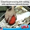 Lola Products Plastic Mesh Scouring Pads - 3.375" x 1.25", Non-Scratch Scrubbers to Clean Dishes, Assorted Colors - Red, Blue & Yellow - 3 of 4