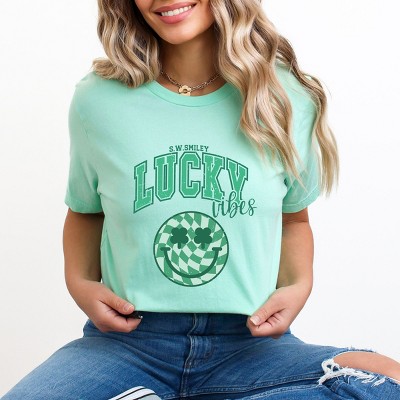 Simply Sage Market S.W.Smiley Lucky Vibes Smiley Short Sleeve Tee - 2XL - Mint
