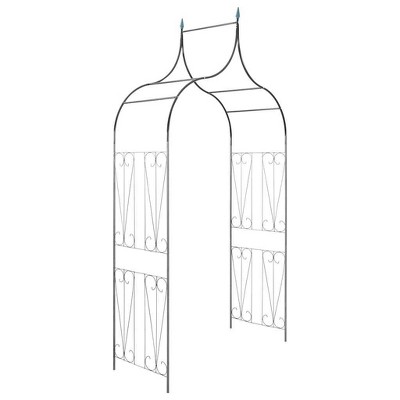 vidaXL Garden Arch, Arch Trellis, Metal Arch, Weather-Resistant, Dark 111.4"H x 50.8"W Green