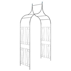 vidaXL Garden Arch, Arch Trellis, Metal Arch, Weather-Resistant, Dark 111.4"H x 50.8"W Green - 1 of 4