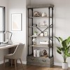 Bookshelf with Drawers Tall Bookcase 5 Tier Bookshelves Vintage Bookshelf - 4 of 4