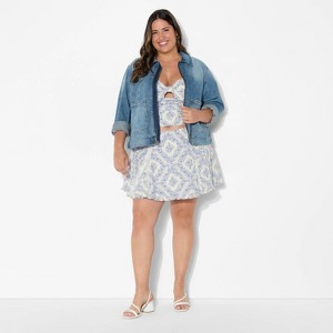 Women's Above Knee Godet Full Skirt - Wild Fable™ Blue Floral - 1 of 3