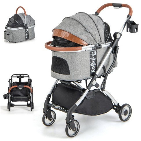 Costway 3 in 1 Pet Stroller Foldable Dog Cat Travel Carrier with Cover Storage Basket