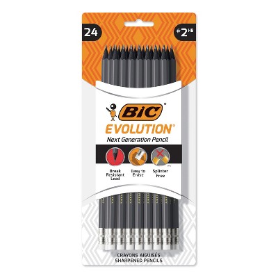 12s BIC Evolution ecolution HB Graphite Break-Resistant Pencils with eraser 