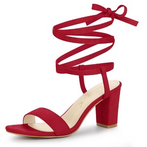 Allegra K Women's Lace Up Chunky Heels Sandals - 1 of 4