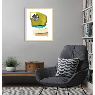 Day Beach II Abstract Green and Black Framed Wall Art Print