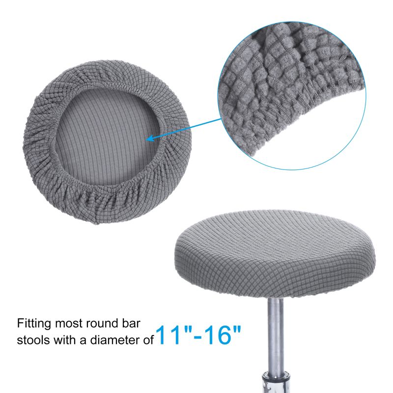 Unique Bargains Round Washable Elastic Bar Stool Cushion Slipcovers Fit for Diameter 11"-16" 1 Pc, 3 of 7