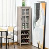 HOMCOM Tall Wine Cabinet, Bar Display Cupboard with 12-Bottle Wine Rack, Glass Door and 3 Storage Compartment for Living Room, Home Bar, Dining Room - 2 of 4