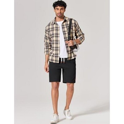 COOFANDY Mens Chino Shorts Cotton Drawstring Dress Shorts 9 Inch Inseam Relaxed Fit Stretch Casual Shorts