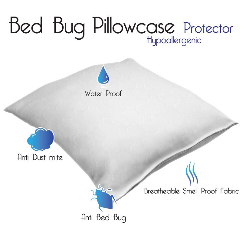 Hastings Home Pillow Protector - Hypoallergenic Cotton Pillowcase with Zipper to Help Prevent Bed Bugs and Dust Mites, 4 of 5