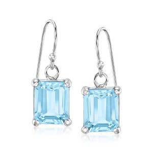 Ross-Simons 6.50 ct. t.w. Emerald-Cut Sky Blue Topaz Drop Earrings in Sterling Silver - 1 of 4