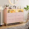Dresser for Bedroom With LED Light & Charging Station, 6 Drawers Wooden Dressers , Modern Chest of Wide Drawers for Bedroom Room, Entryway, Hallway - 2 of 4