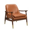 Okak 29.2" Mid-Century Faux Leather Accent Chair with Cushioned Seat, Solid Wood Frame, and Brass-Tipped Legs, Perfect for Living Room - 4 of 4